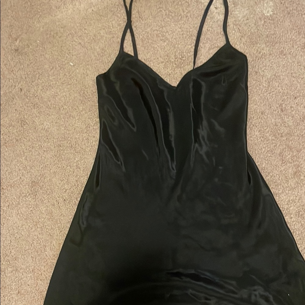 Elegant Black Satin Slip Dress